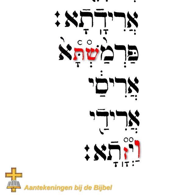 Esther 9:9, afwijkende letters
