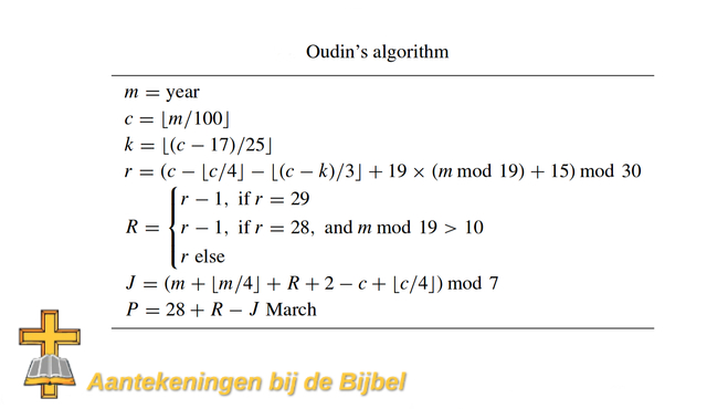 Pasen formule volgens Oudin