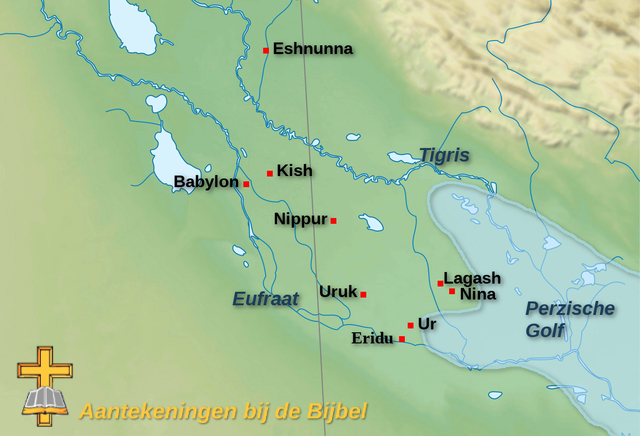Kaart Sumerië